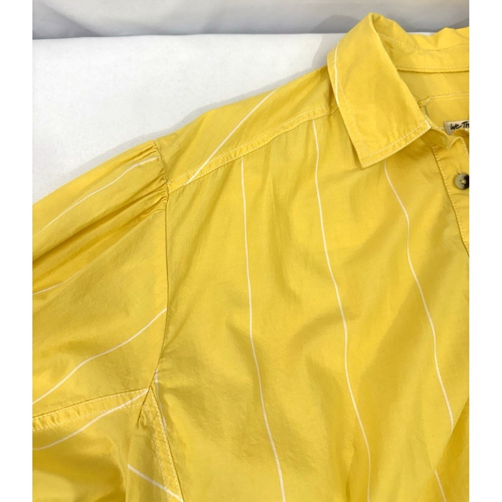 We The Free Urban Outfitters Yellow Striped Button Down Shirt Oversize Womens M - Picture 7 of 12